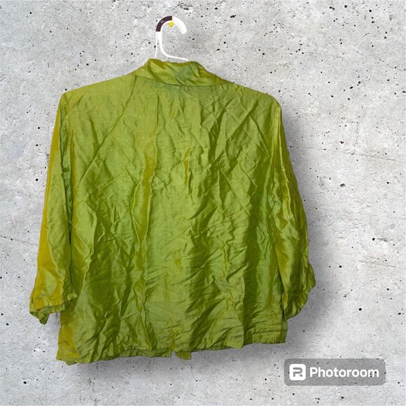 Endless Knot Art Linen Silk Top Button Up Shirt Blouse Small Lagenlook VTG - Picture 2 of 5